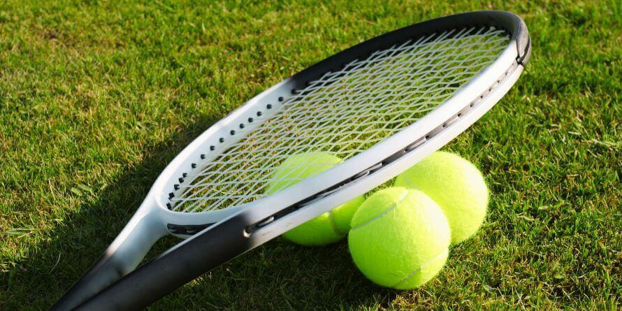 tennis ball and racquet