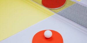 table tennis ball and bat